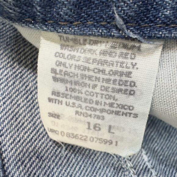 VTG 90s High Rise Mom Jeans Lee 16 Long Relaxed 32x35* Stonewash Retro Deadstock - Picture 14 of 16